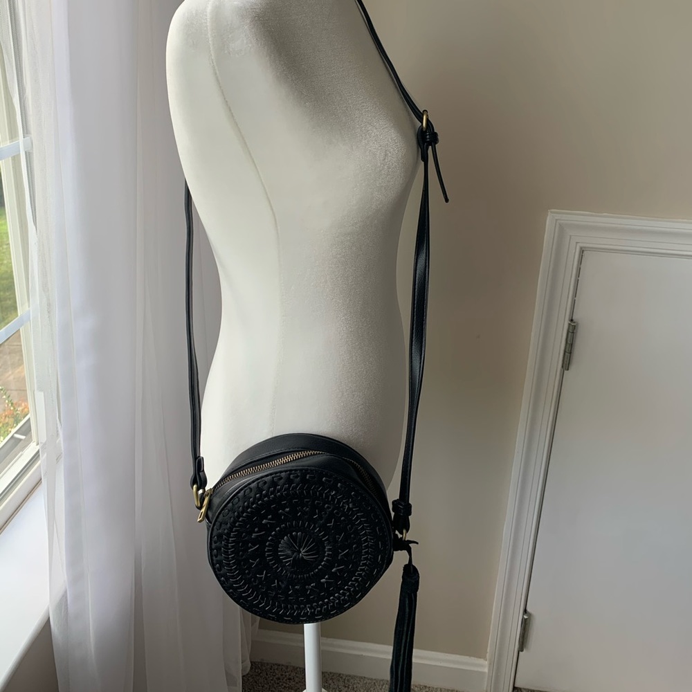 Black Faux Leather Crossbody